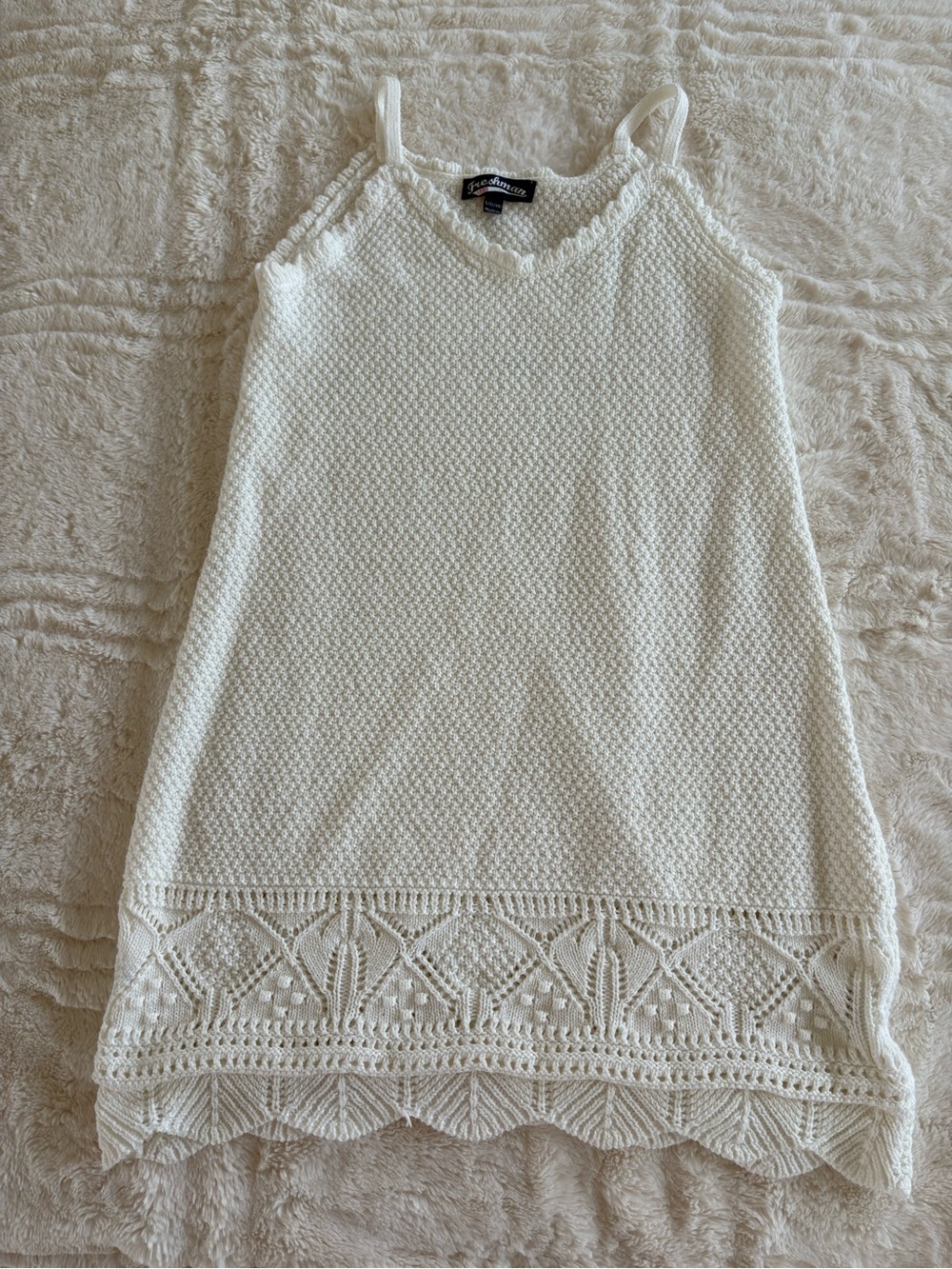 Freshman White Crochet Knit Tank dress